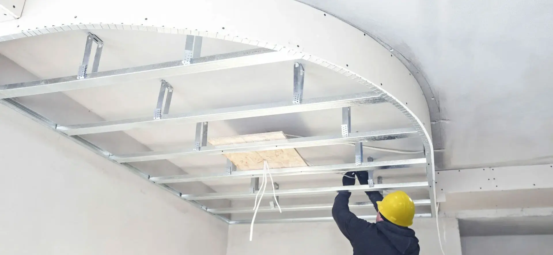 Suspended gypsum board ceilings with LED lighting